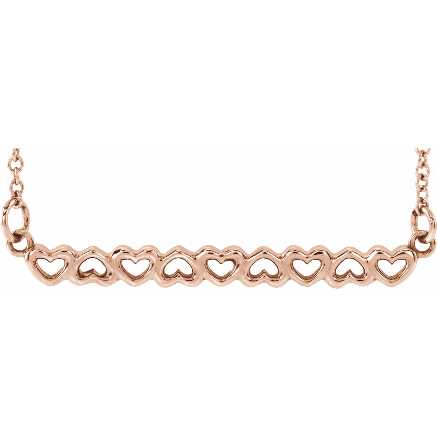 14K Rose Heart Bar 16-18 Necklace