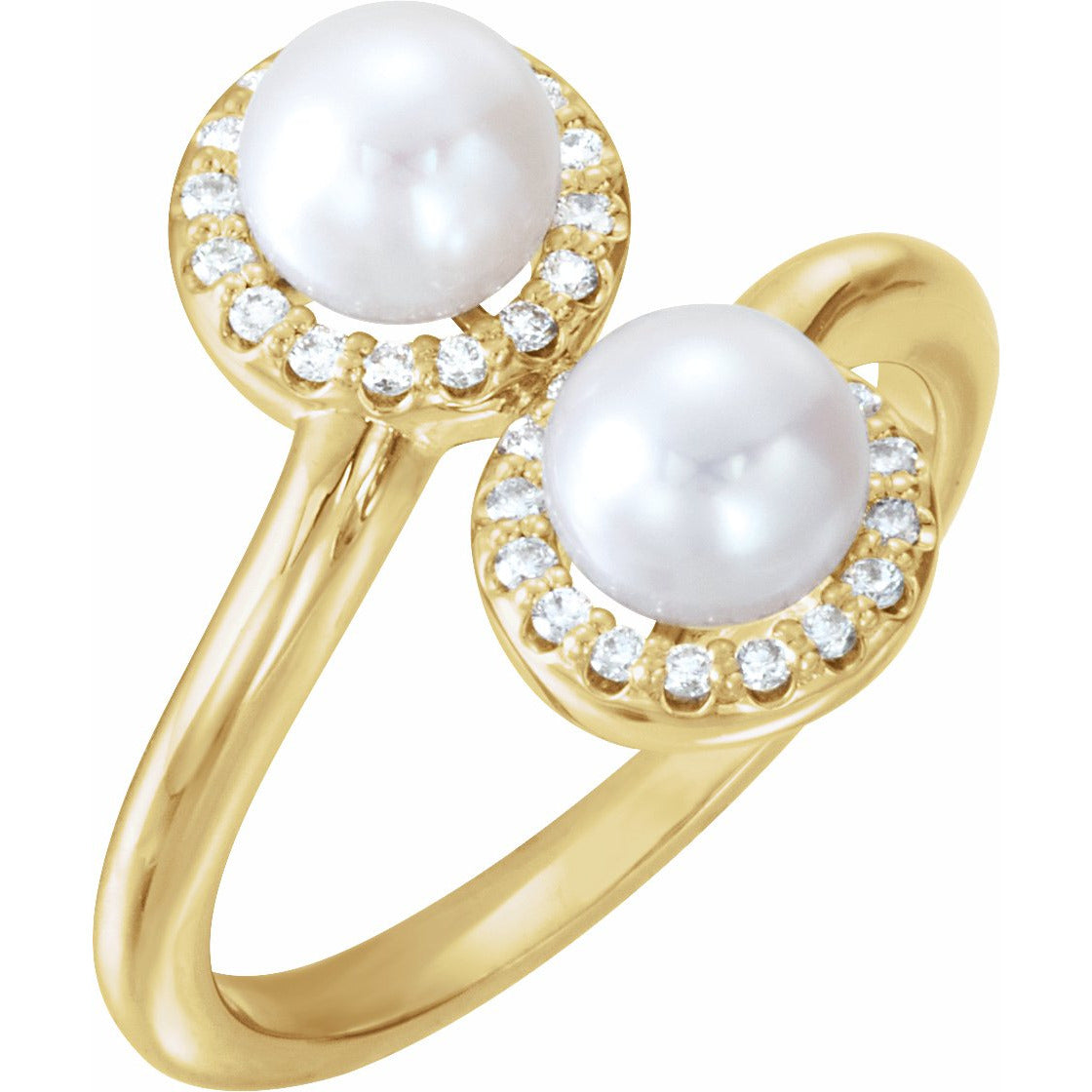 14K Yellow Freshwater Cultured Pearl & 1/6 CTW Diamond Ring