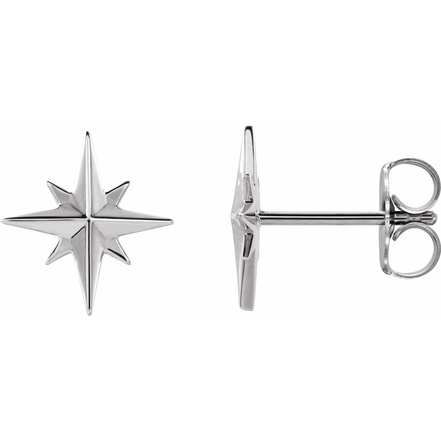 14K White Star Earrings