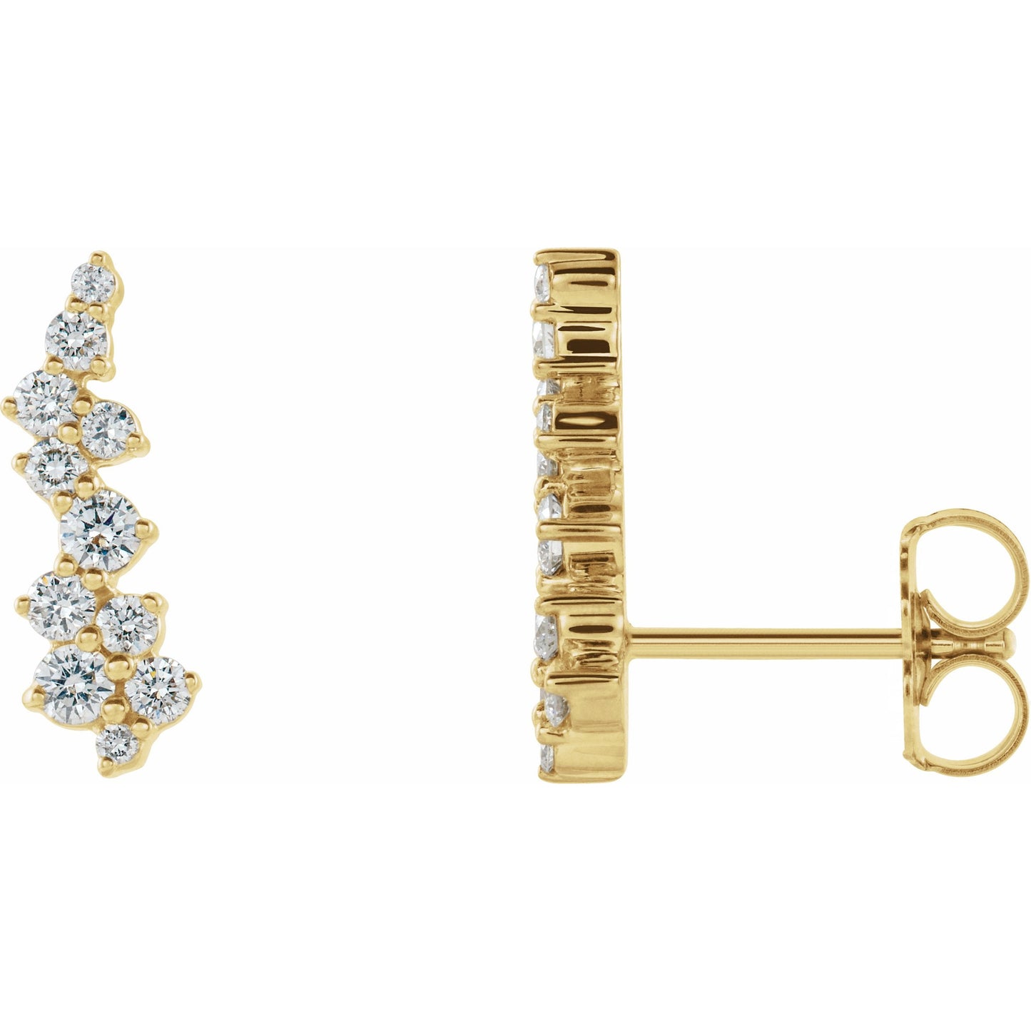 14K Yellow 3/8 CTW Diamond Ear Climbers