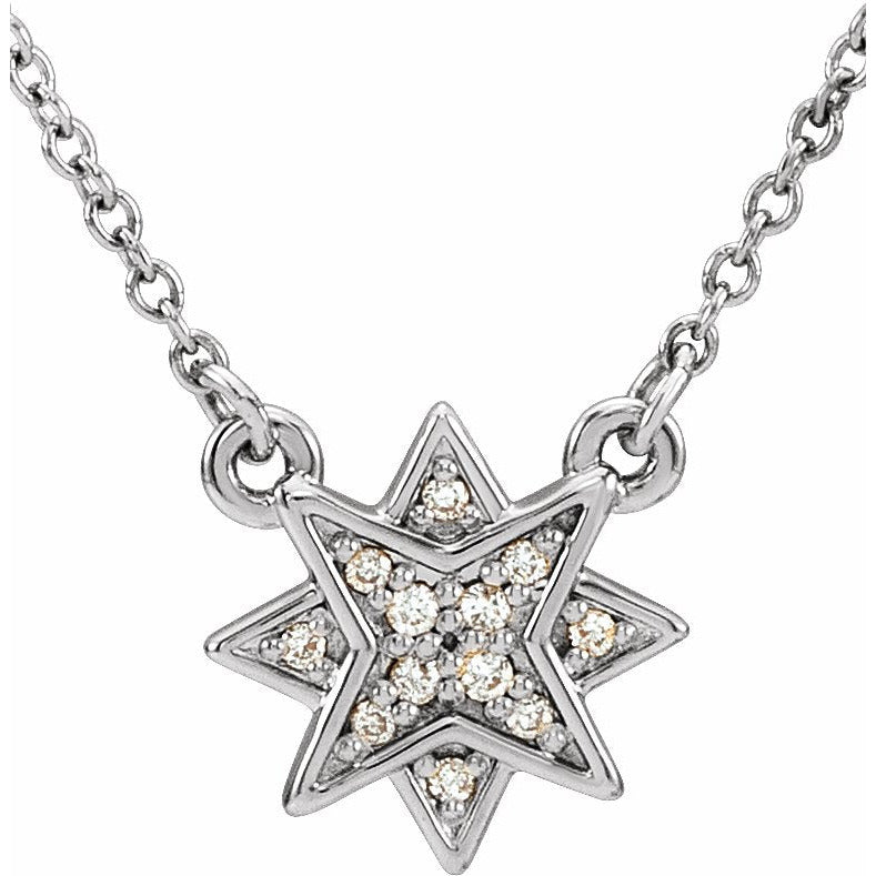 14K White .04 CTW Diamond Star 16-18 Necklace