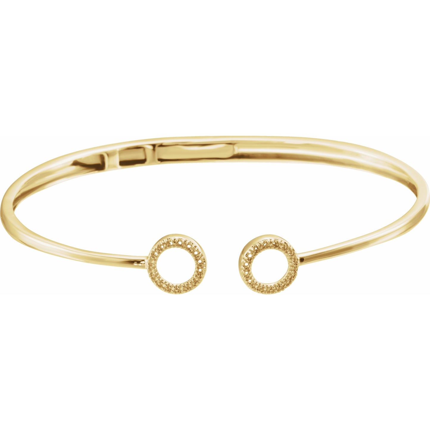 14K Yellow 1/6 CTW Diamond Circle Hinged Cuff 7 Bracelet