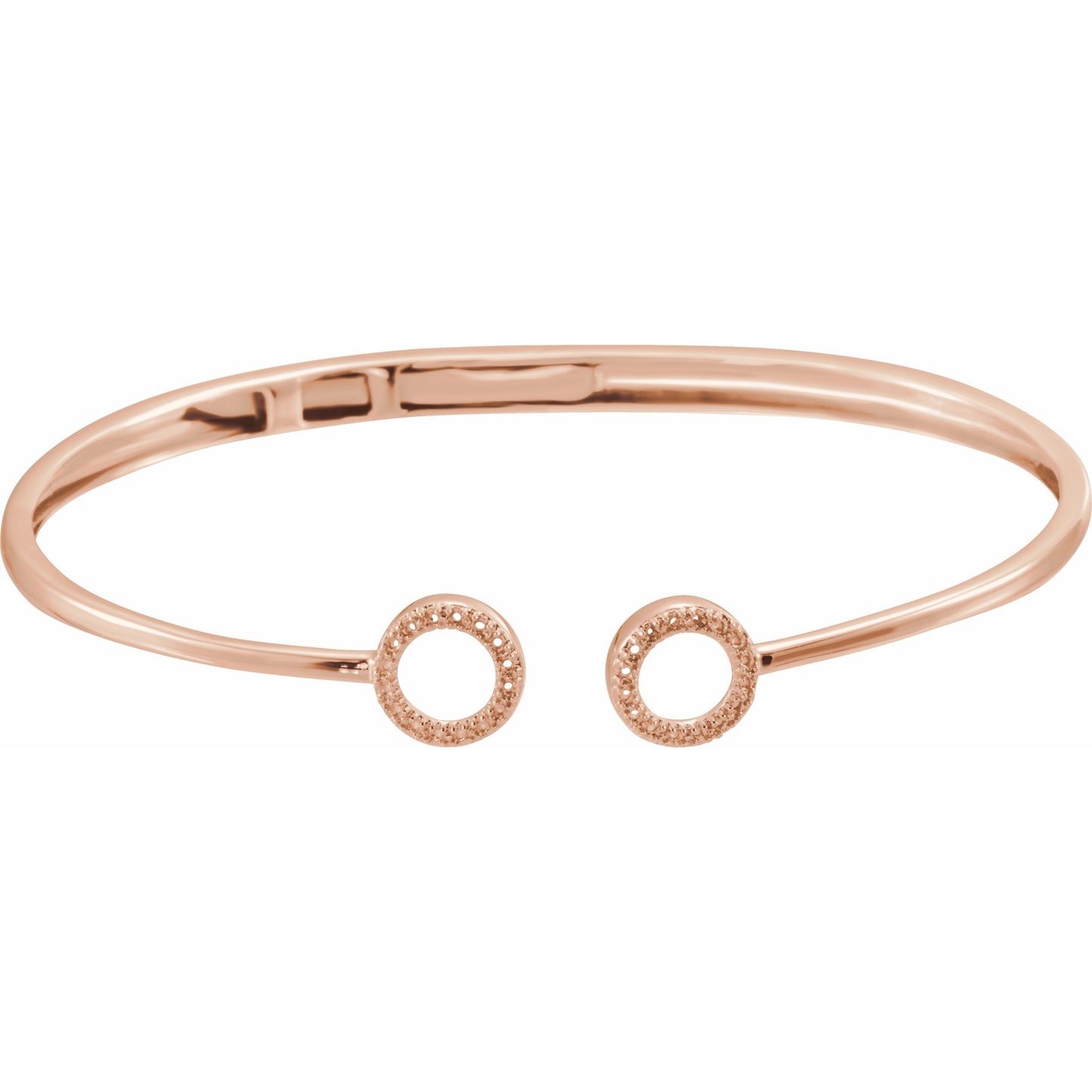 14K Rose 1/6 CTW Diamond Circle Hinged Cuff 7 Bracelet