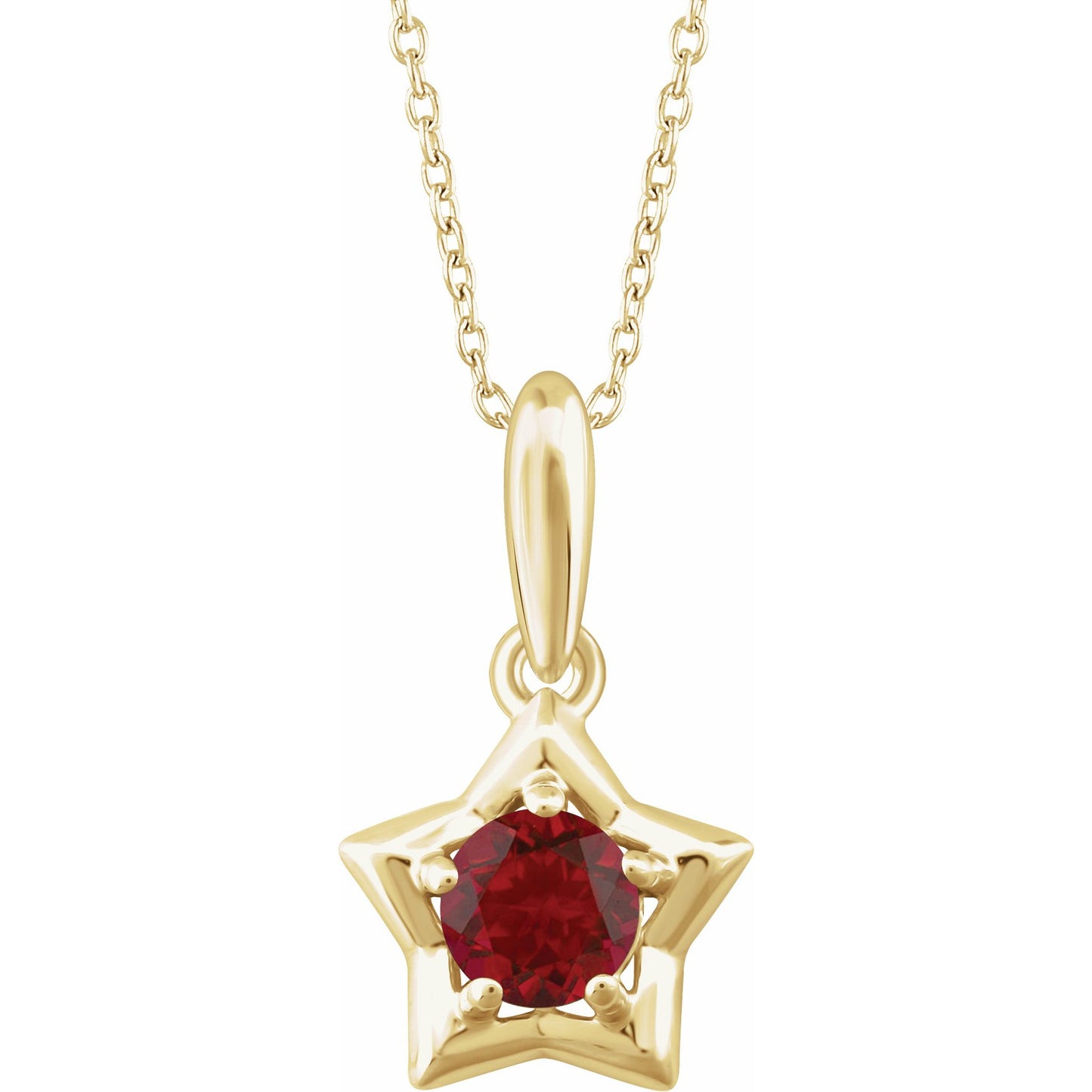 14K Yellow 3 mm Round January Youth Star Birthstone 15 Necklace