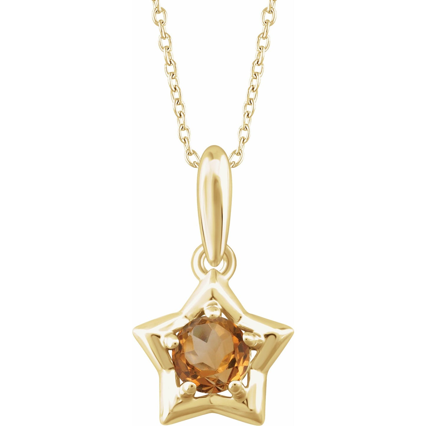 14K Yellow 3 mm Round November Youth Star Birthstone 15 Necklace