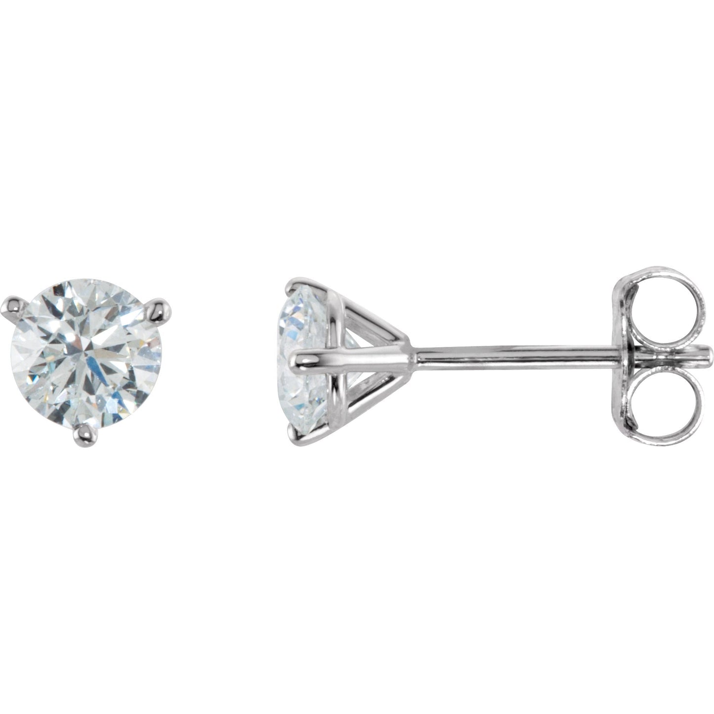 14K White 3/4 CTW Diamond Stud Earrings