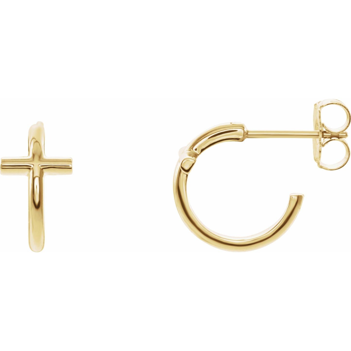 14K Yellow Cross 11.8 mm Huggies