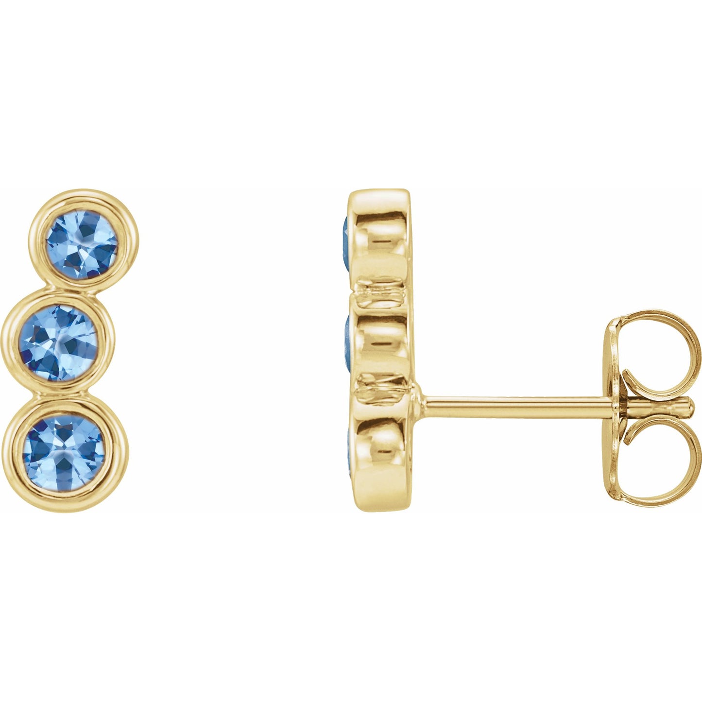 14K Yellow Aquamarine Ear Climbers
