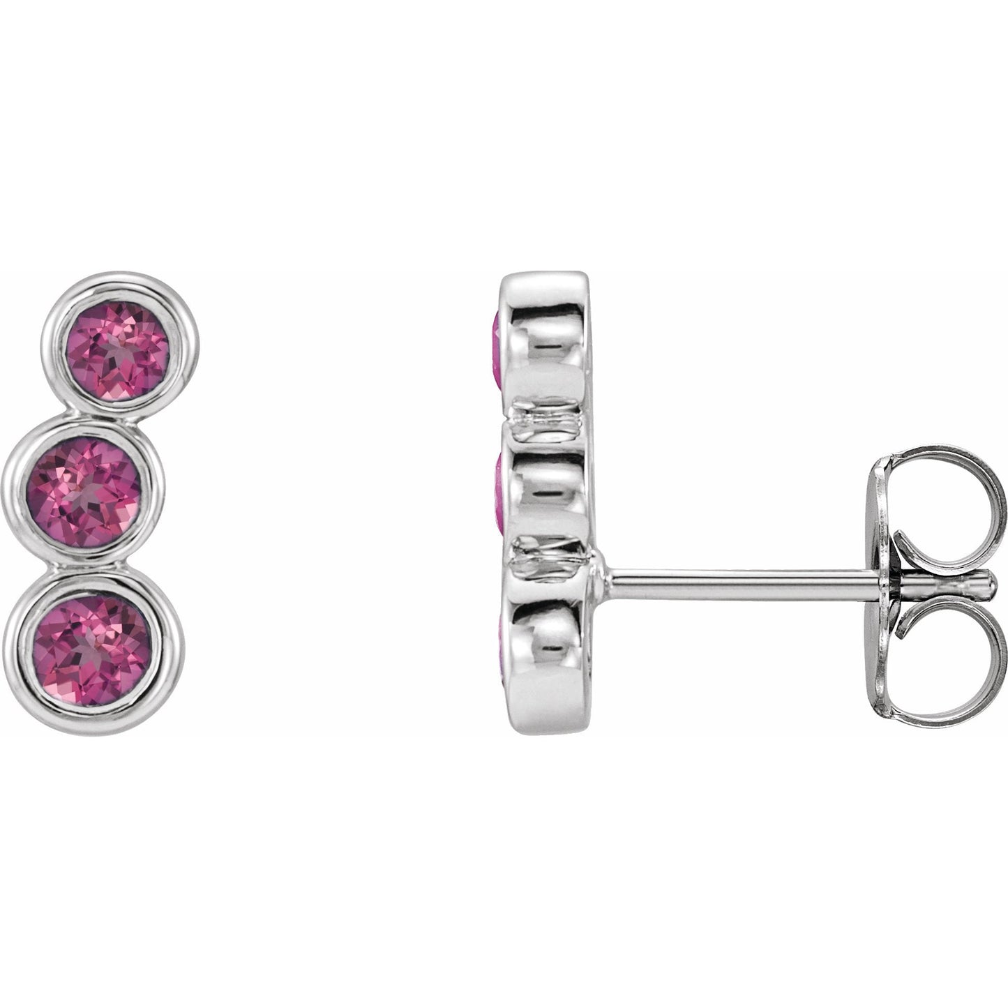14K White Pink Tourmaline Ear Climbers