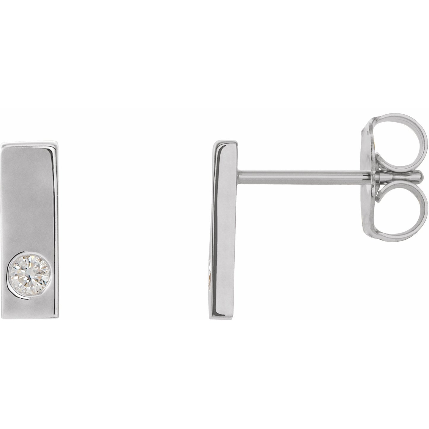14K White .06 CTW Diamond Bar Earrings