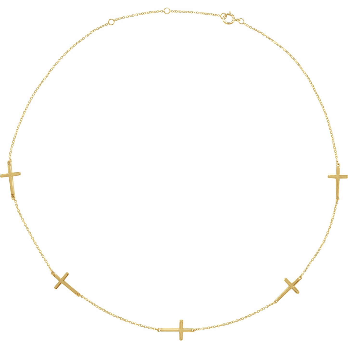 14K Yellow 5-Station Cross Adjustable 16-18u201d Necklace