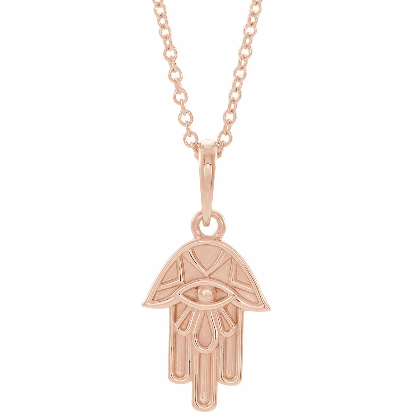 14K Rose Hamsa 16-18 Necklace