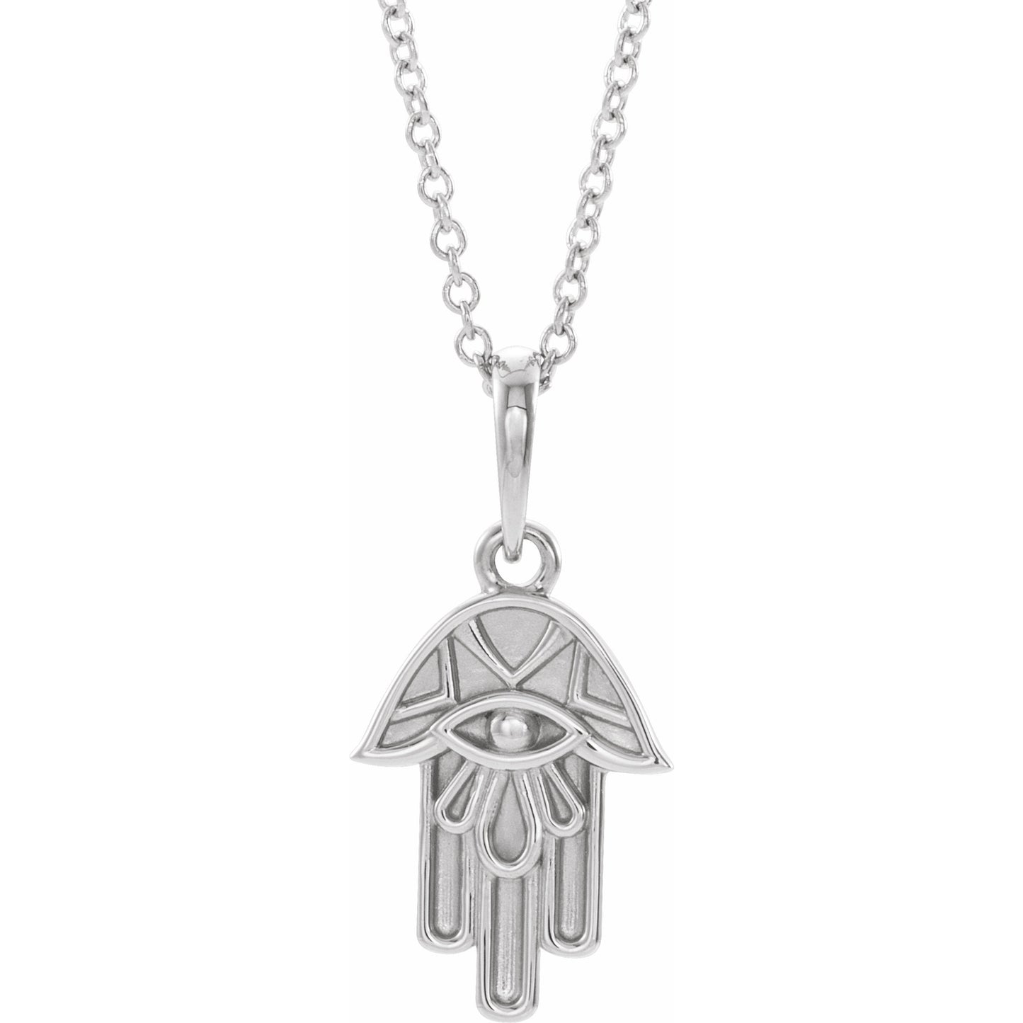 14K White Hamsa 16-18 Necklace