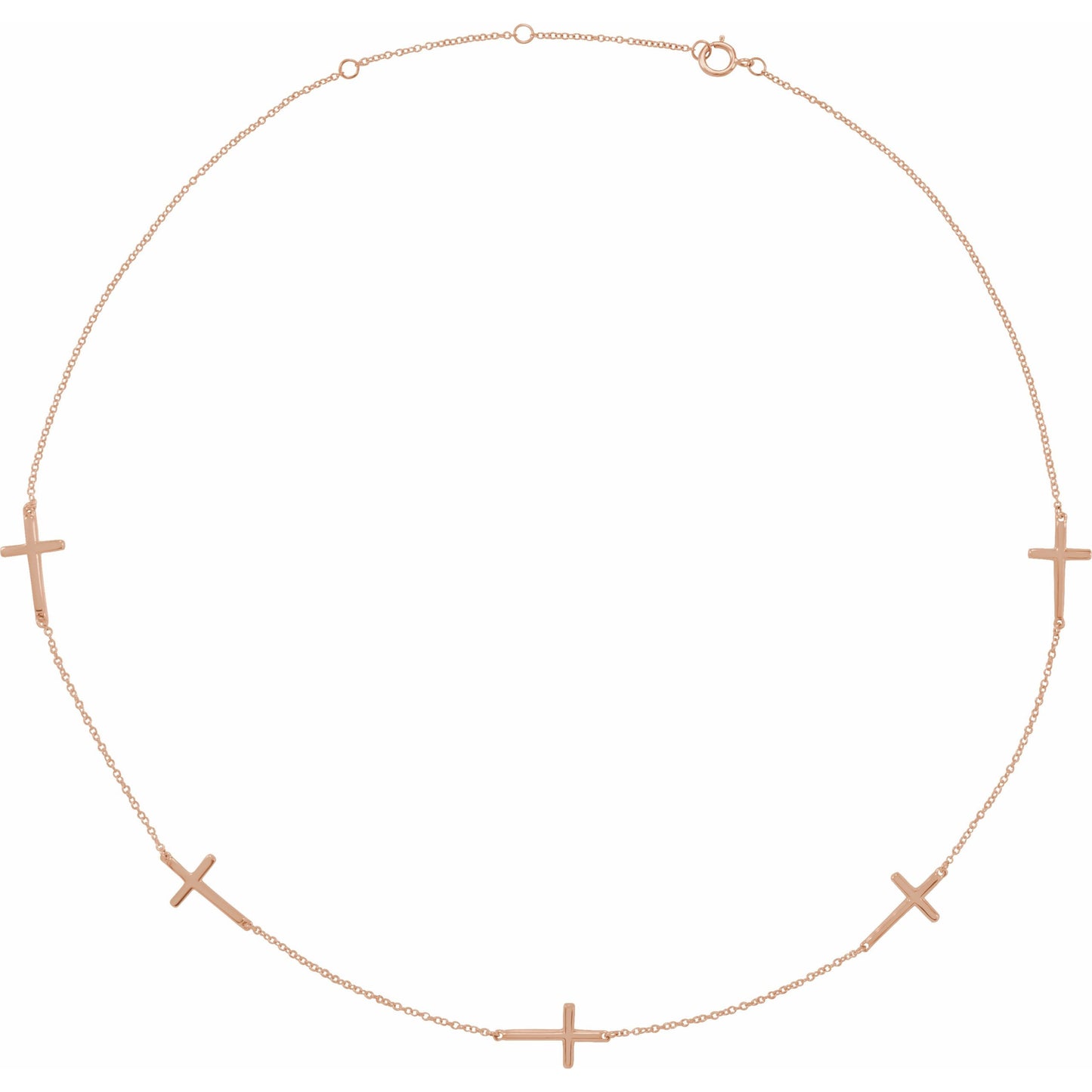 14K Rose 5-Station Cross Adjustable 16-18u201d