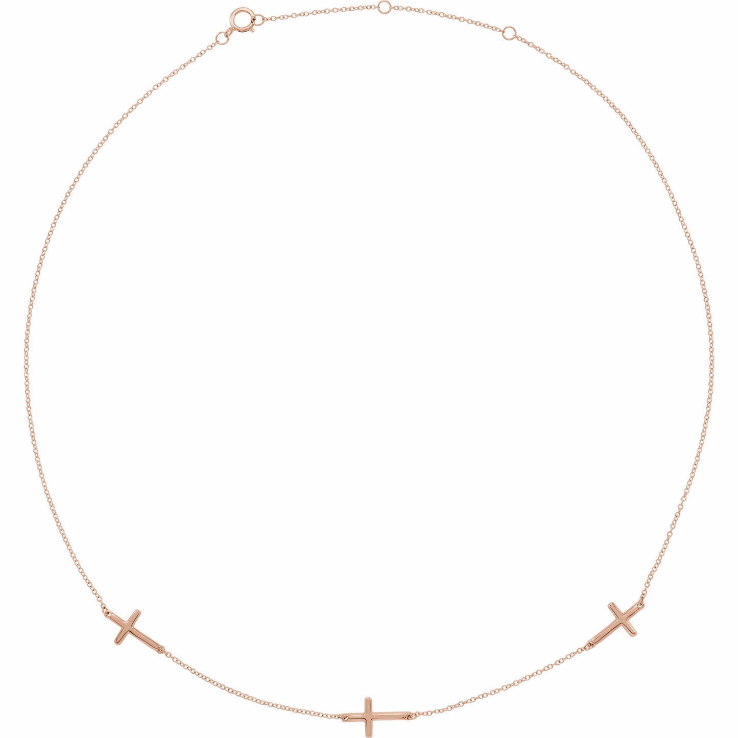 14K Rose 3-Station Cross Adjustable 16-18u201d Necklace
