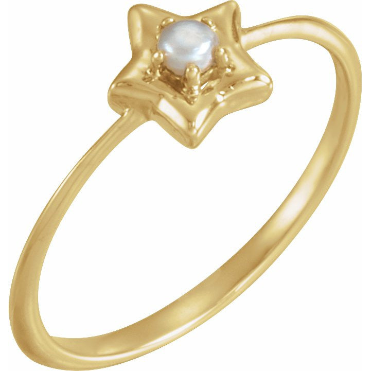 14K Yellow 3 mm Round June Youth Star Birthstone Ring