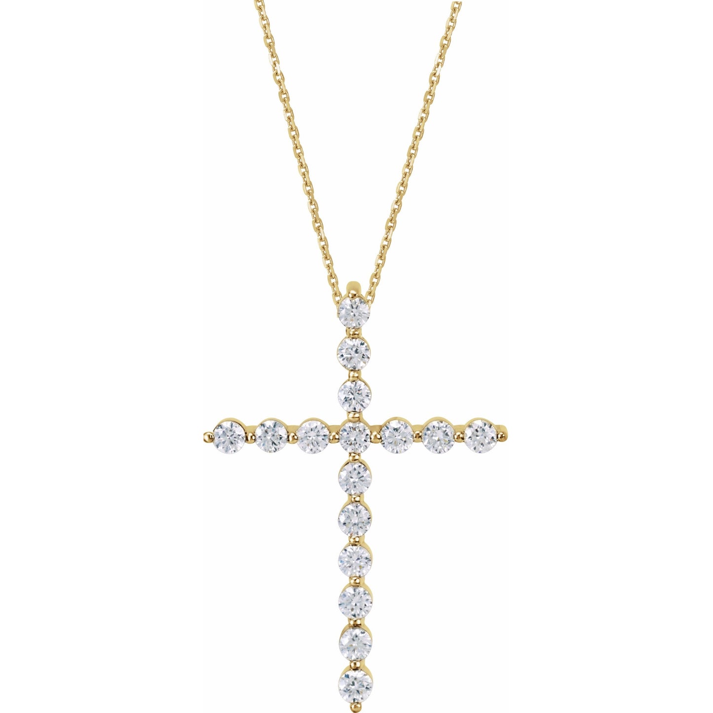 14K Yellow 1/5 CTW Diamond Cross 18 Necklace