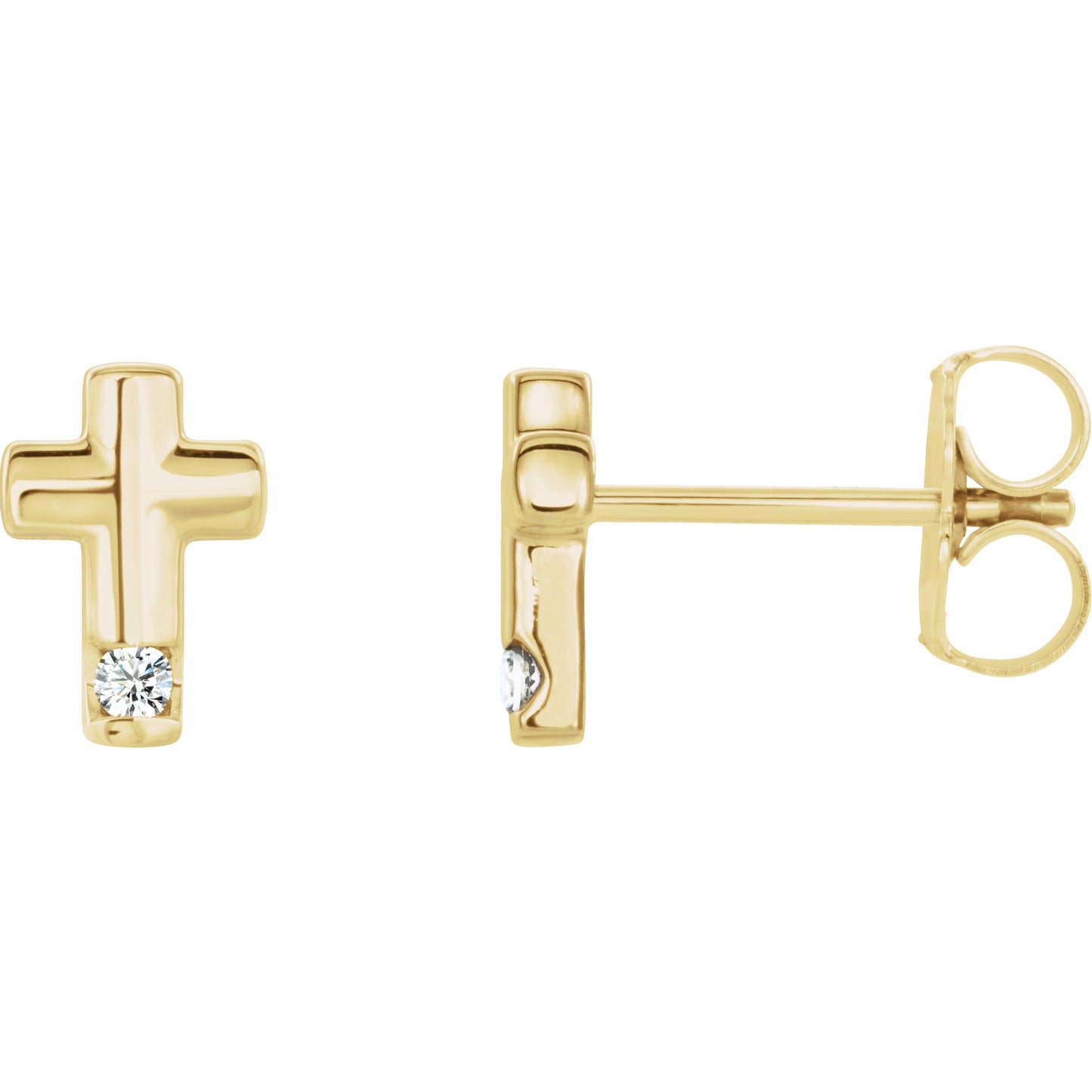 14K Yellow .03 CTW Diamond Cross Earrings