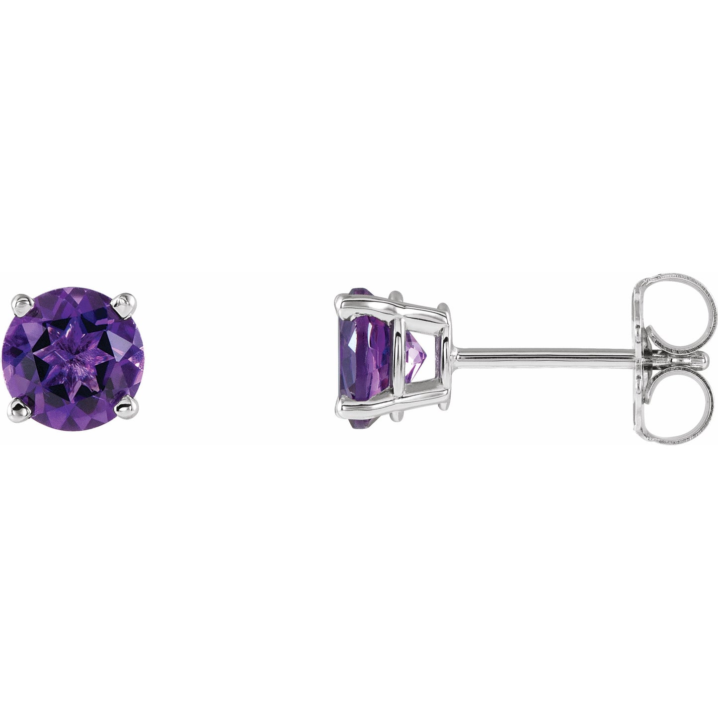 14K White 5 mm Round Amethyst Earrings