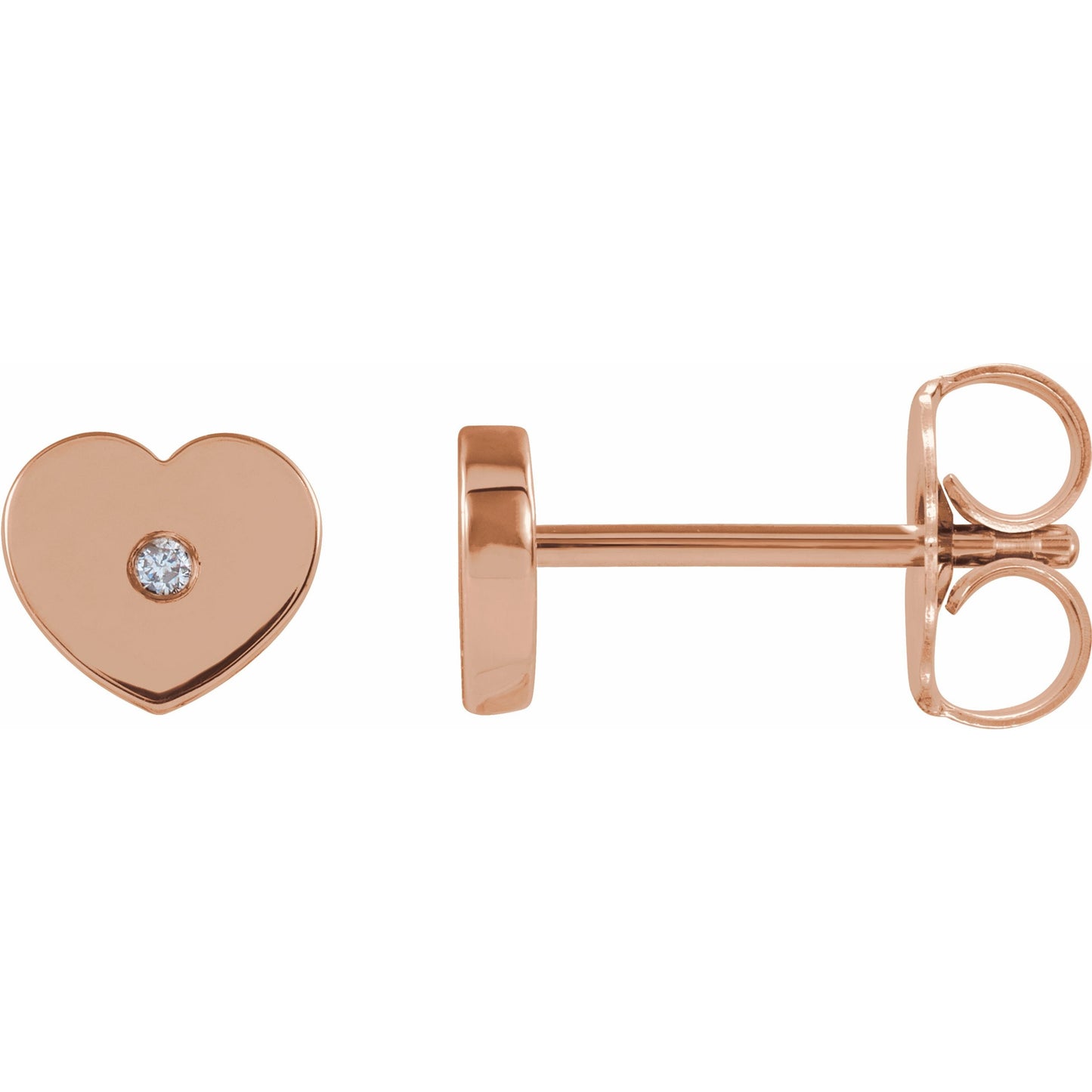 14K Rose .01 CTW Diamond Solitaire Heart Youth Earrings