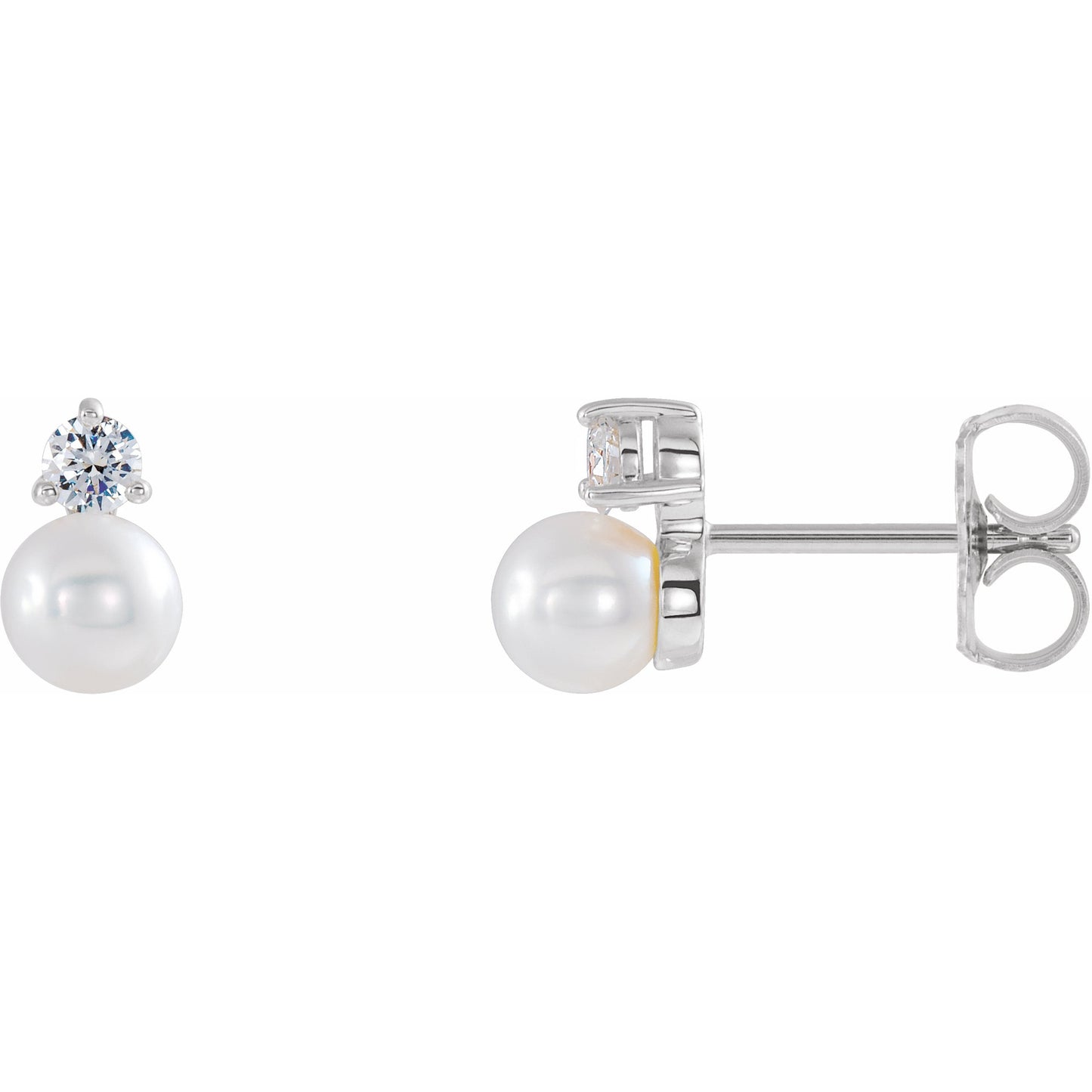 14K White Freshwater Cultured Pearl & 1/8 CTW Diamond Earrings