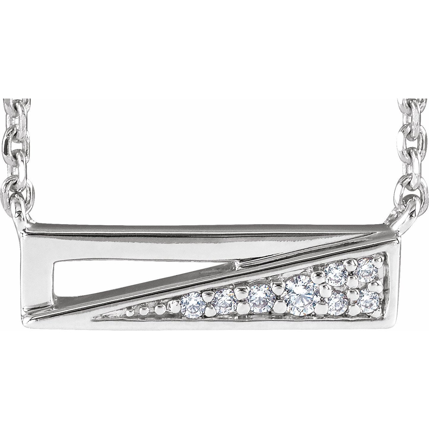 14K White .05 CTW Diamond Bar 18 Necklace