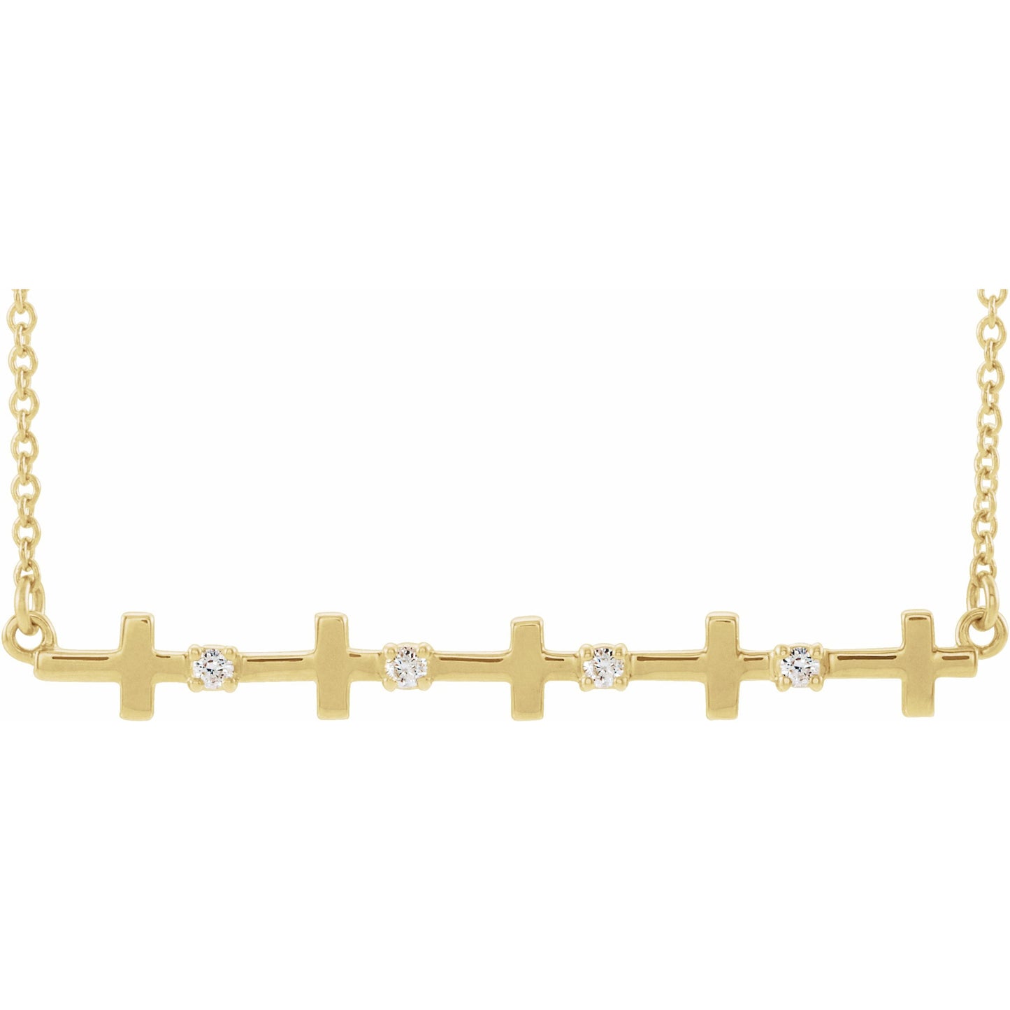 14K Yellow .05 CTW Diamond Sideways Cross Bar 18 Necklace