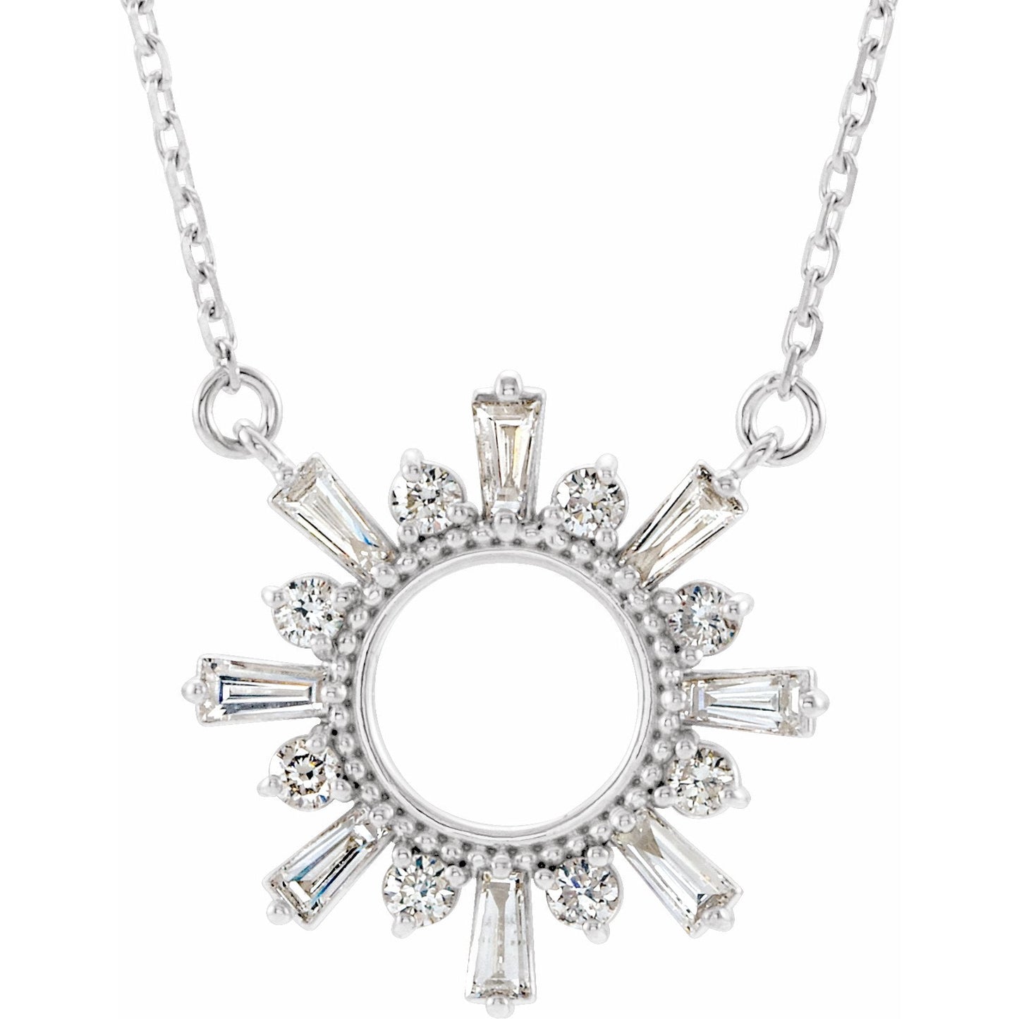 14K White 3/8 CTW Diamond Circle 16 Necklace
