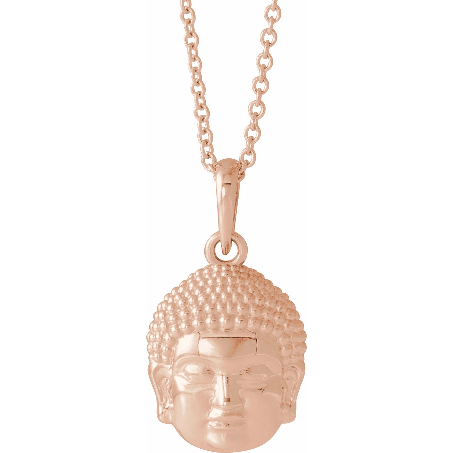 14K Rose 14.7x10.5 mm Meditation Buddha 16-18 Necklace