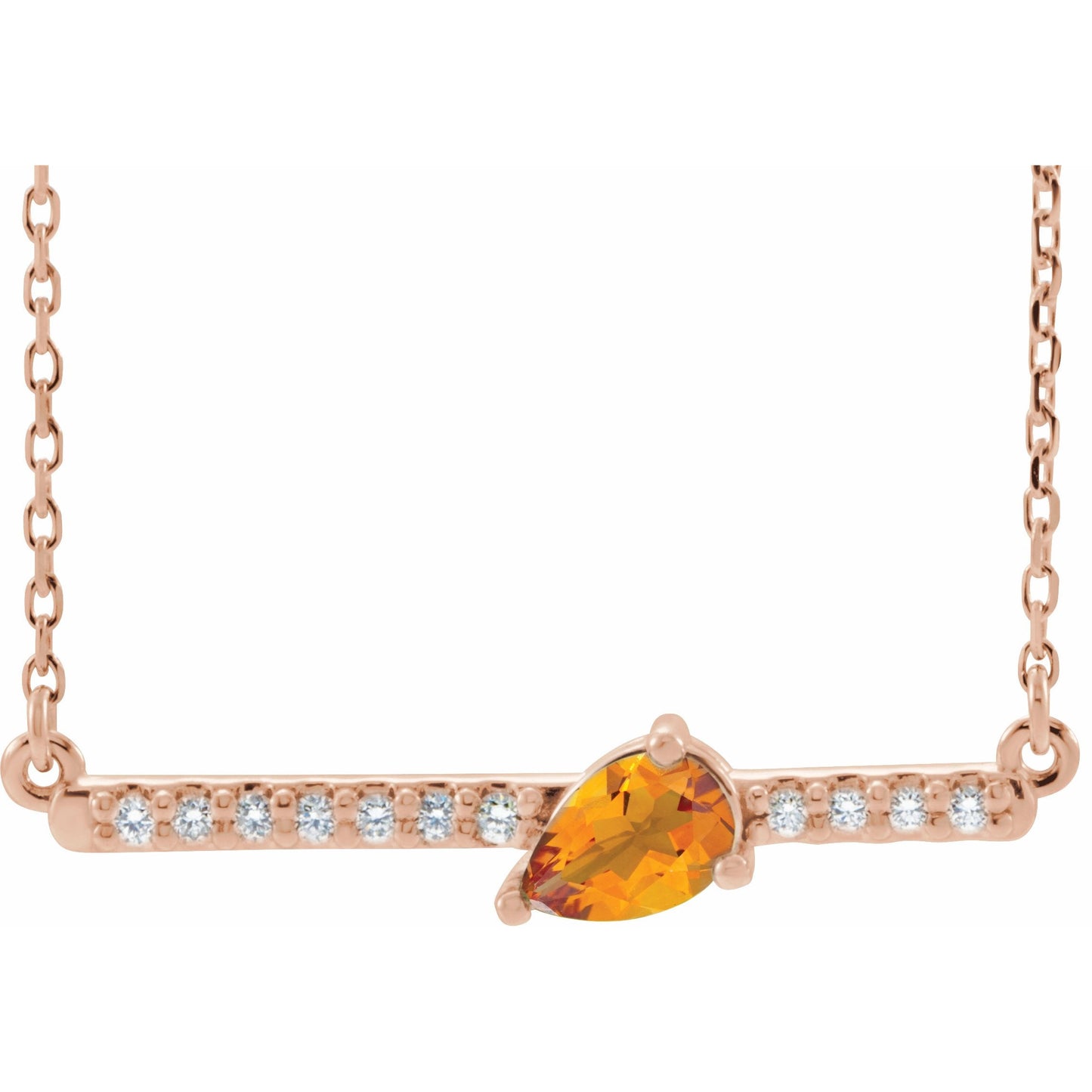 14K Rose Citrine & 1/10 CTW Diamond 18 Necklace