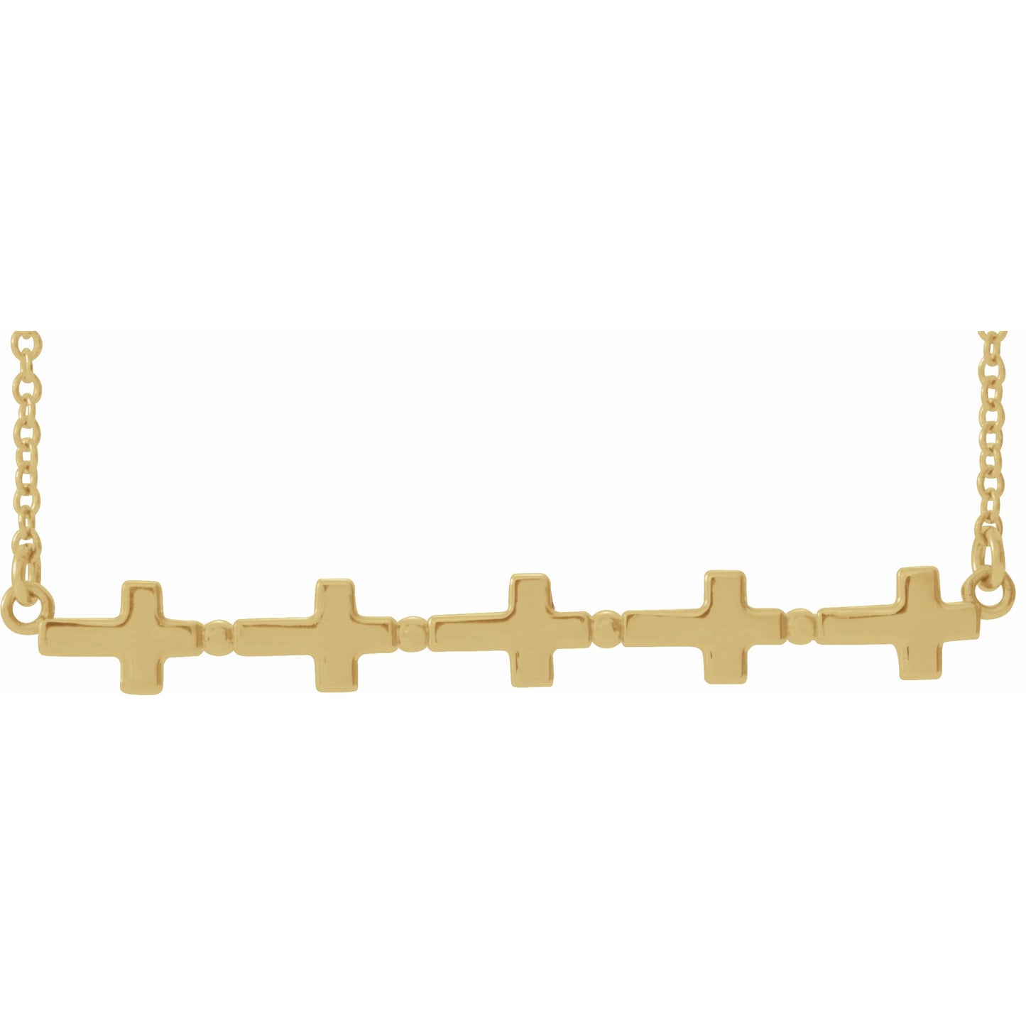 14K Yellow Sideways Cross Bar 18 Necklace
