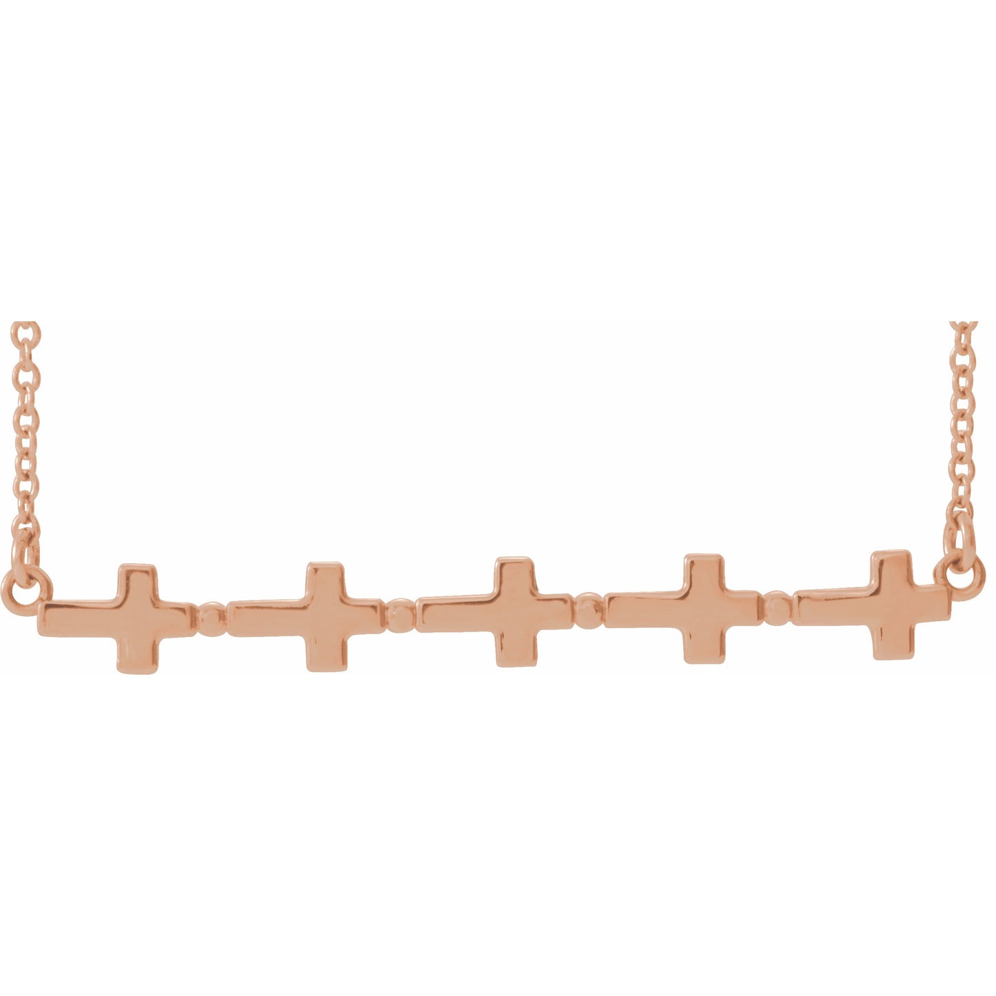 14K Rose Sideways Cross Bar 18 Necklace