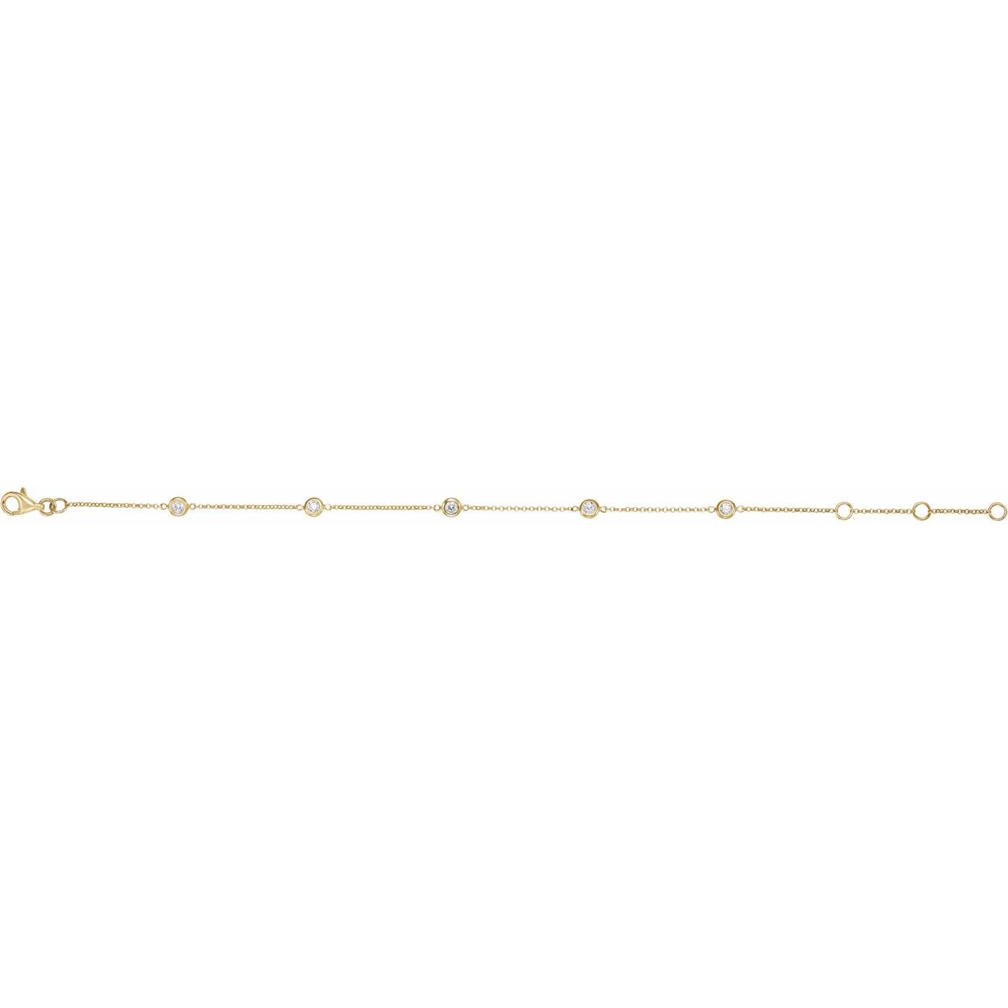 14K Yellow 1/4 CTW Diamond Bezel-Set 5-Station Bracelet