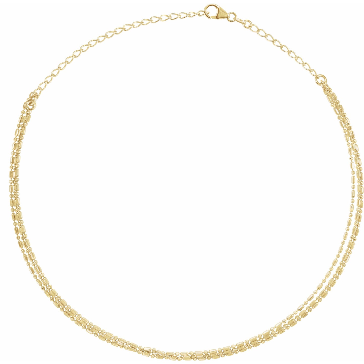 14K Yellow 3-Strand Bead Chain 13-16 Choker