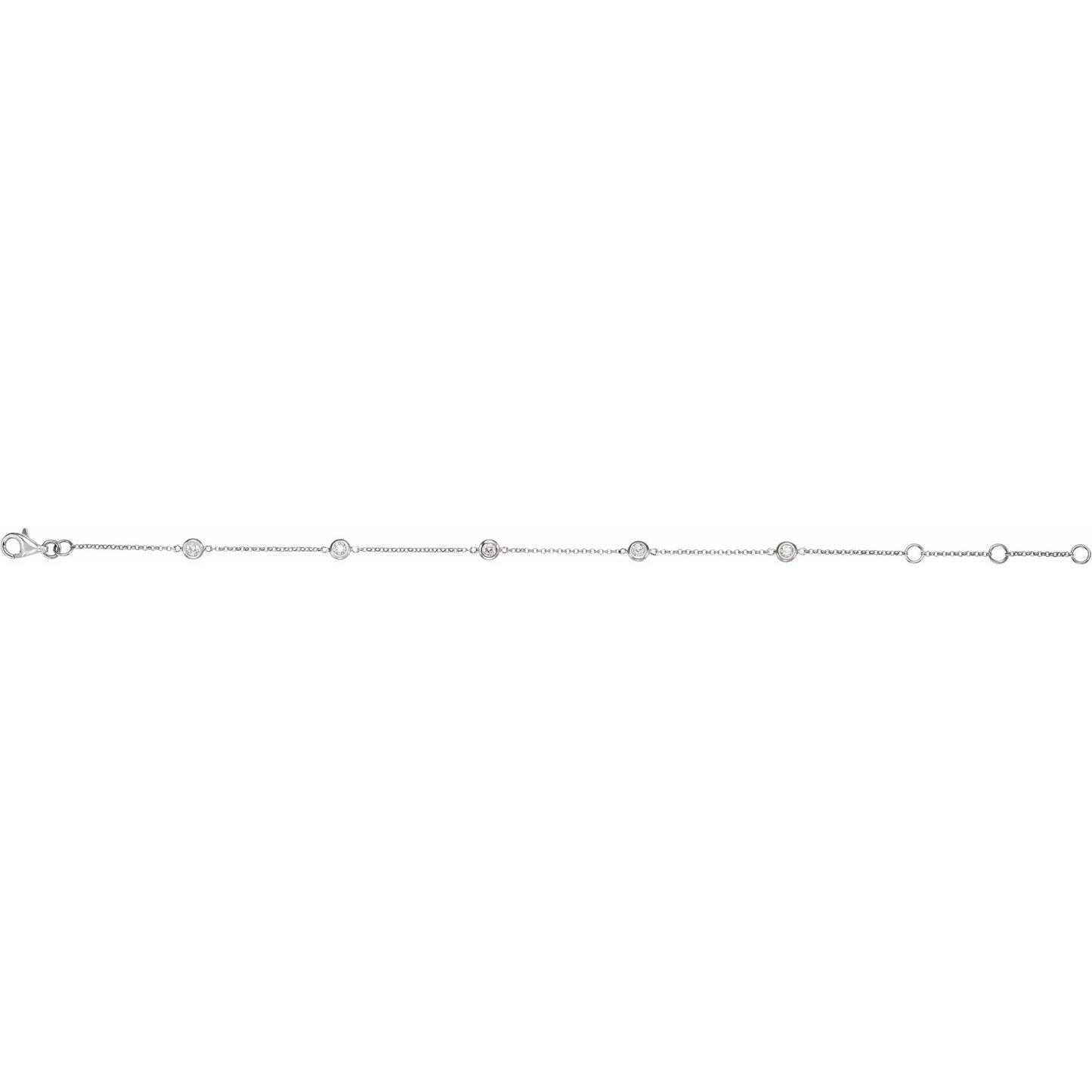 14K White 1/4 CTW Diamond Bezel-Set 5-Station Bracelet