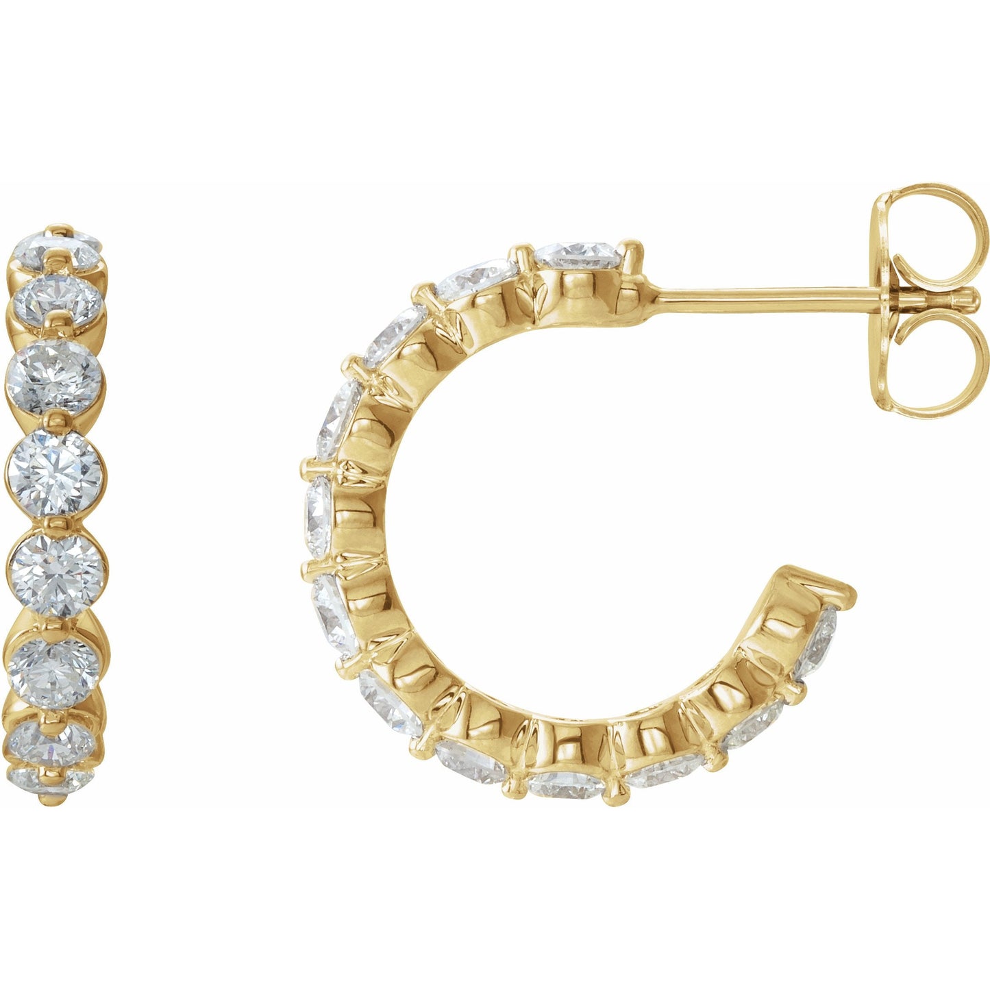 14K Yellow 1 3/8 CTW Diamond 16.5 mm Huggies