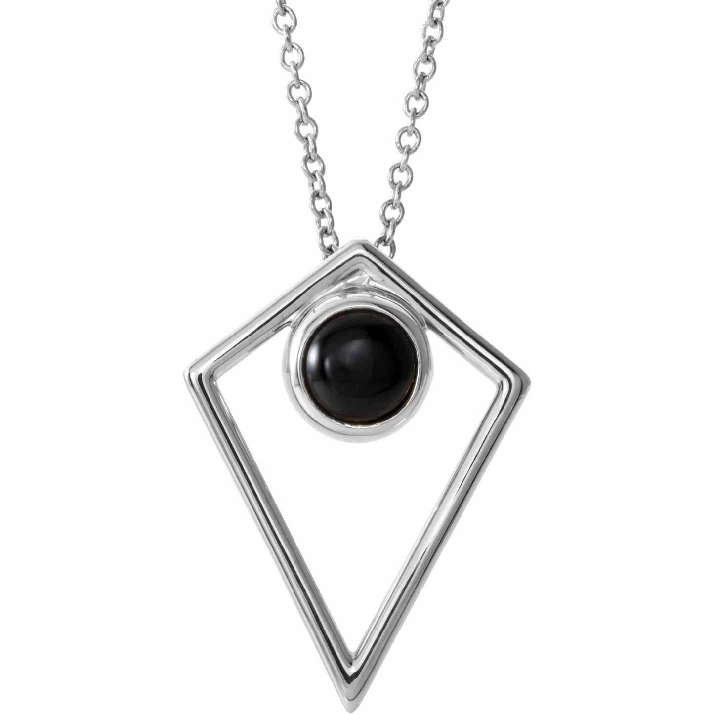 14K White Onyx Cabochon Pyramid 16-18 Necklace