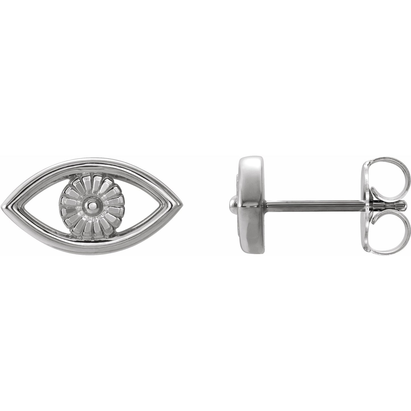 14K White Evil Eye Earrings