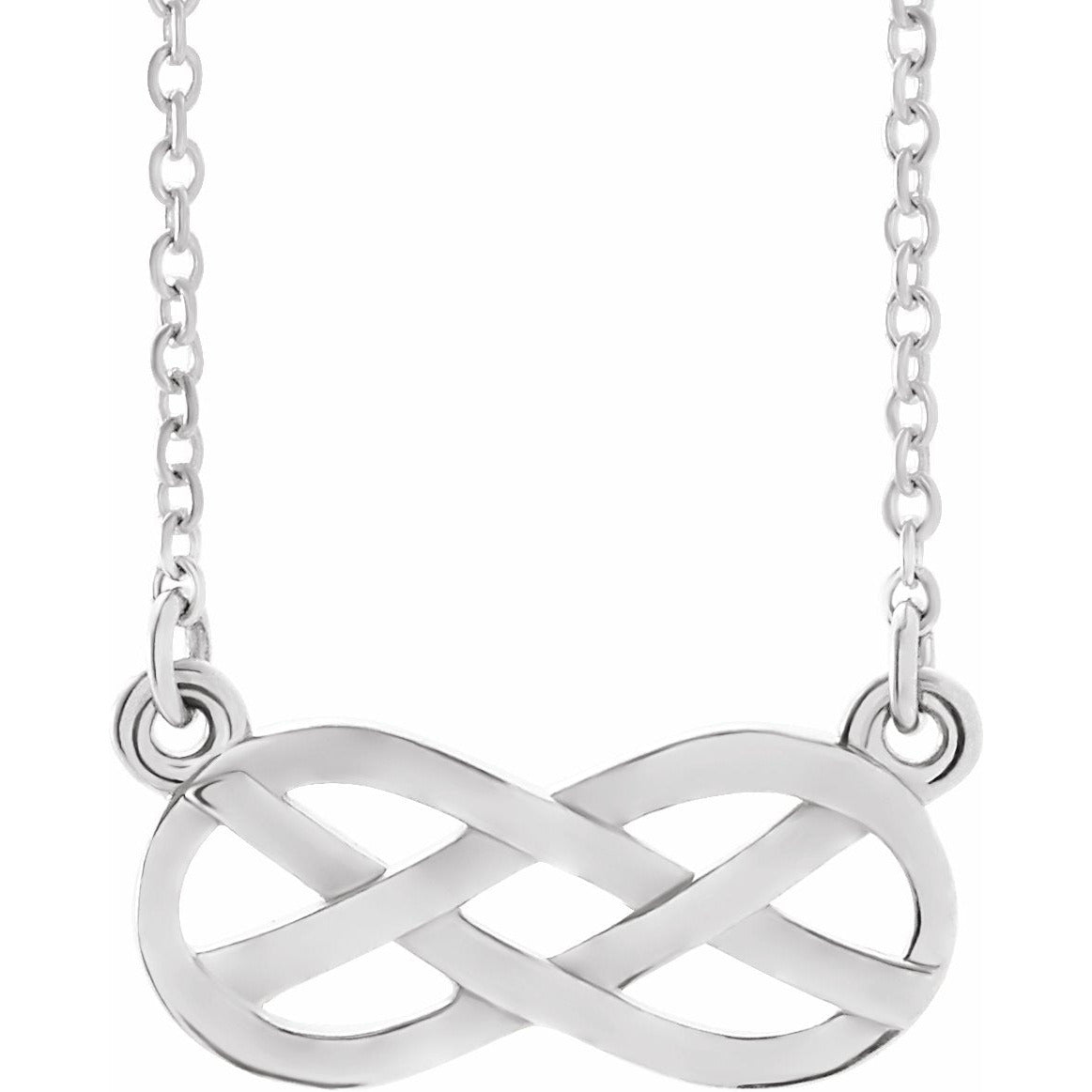 14K White Infinity-Inspired Knot Design 18 Necklace