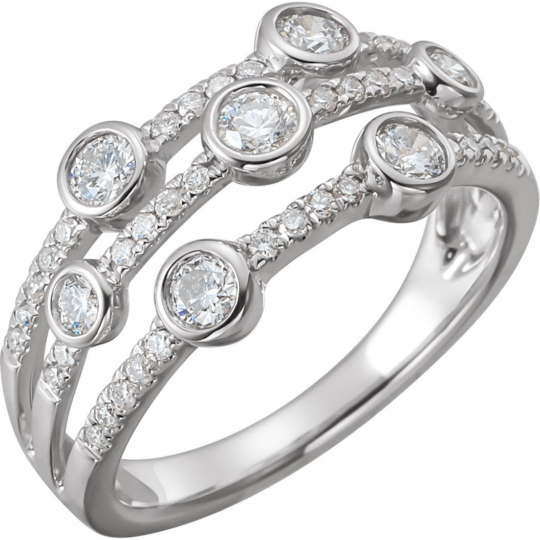 14K White 3/4 CTW Diamond Negative Space Ring