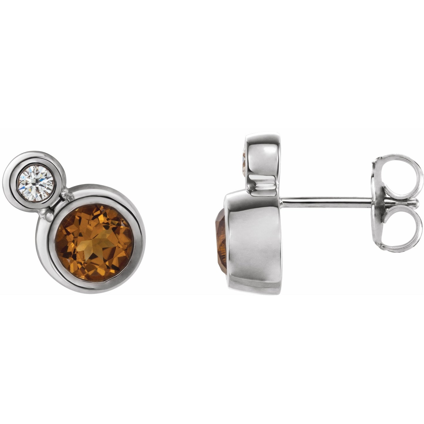 14K White Citrine & .03 CTW Diamond Earrings