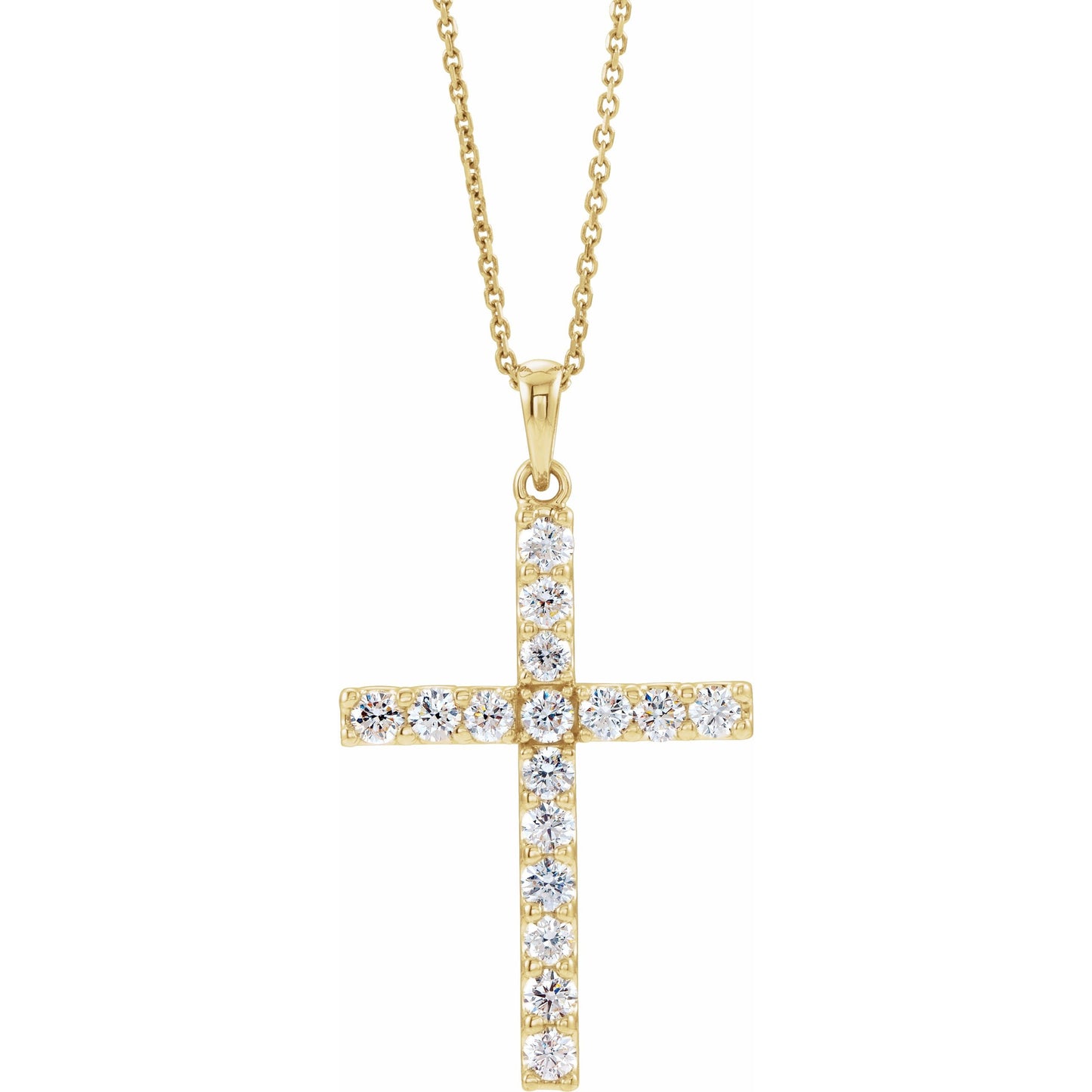 14K Yellow 3/4 CTW Diamond Cross 18 Necklace
