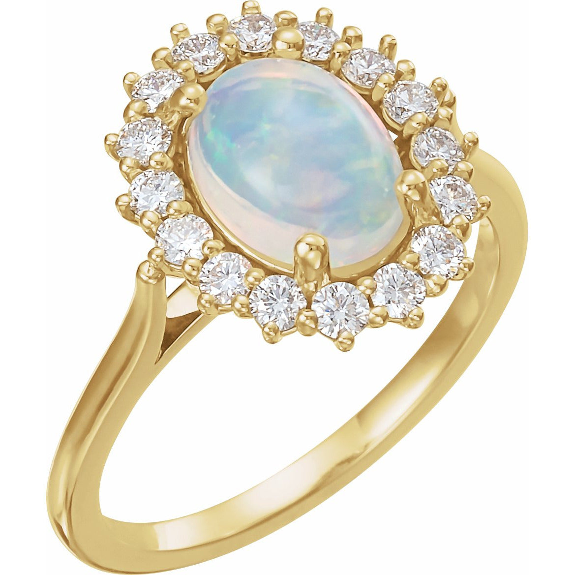 14K Yellow Ethiopian Opal & 1/2 CTW Diamond Ring