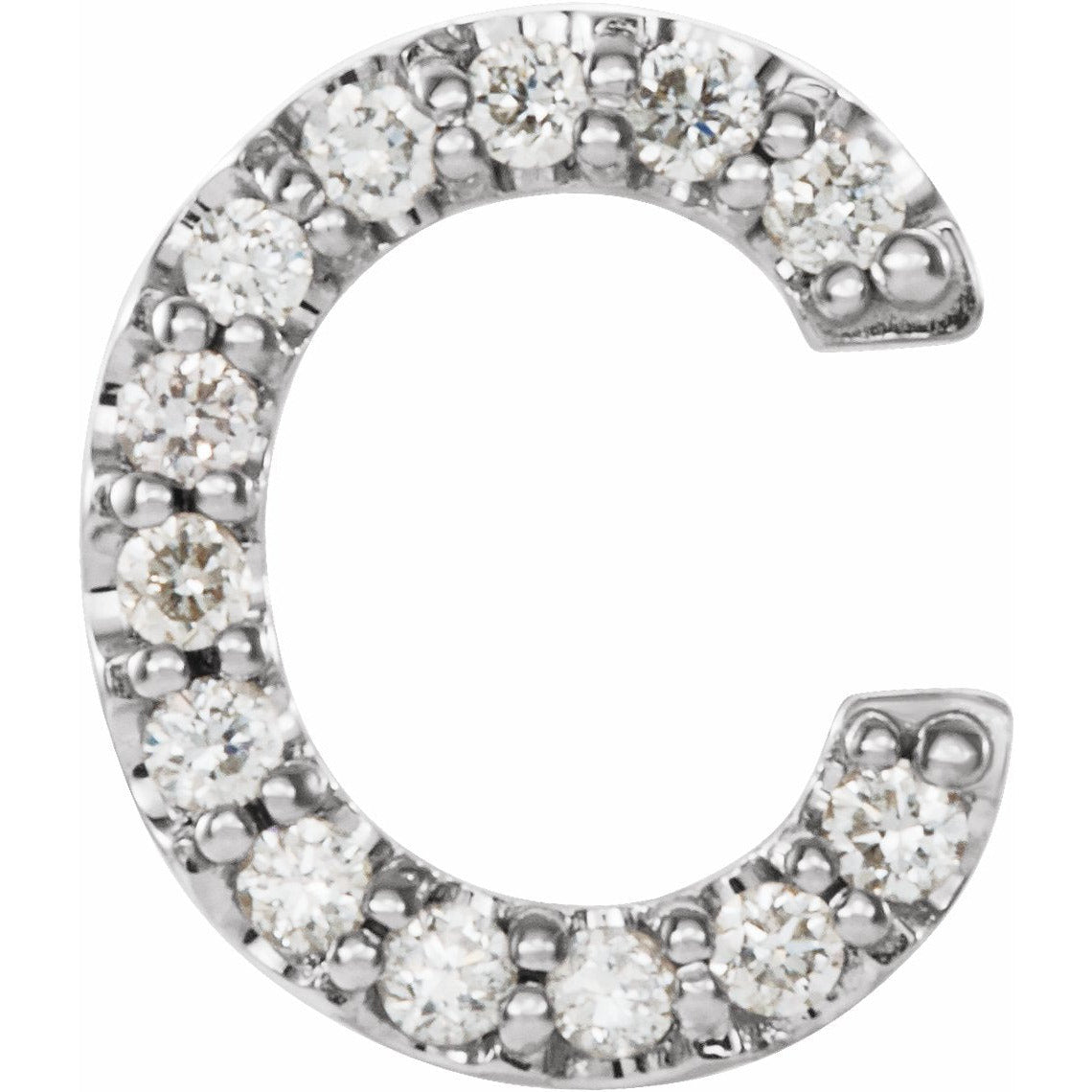 14K White .05 CTW Diamond Single Initial C Earring