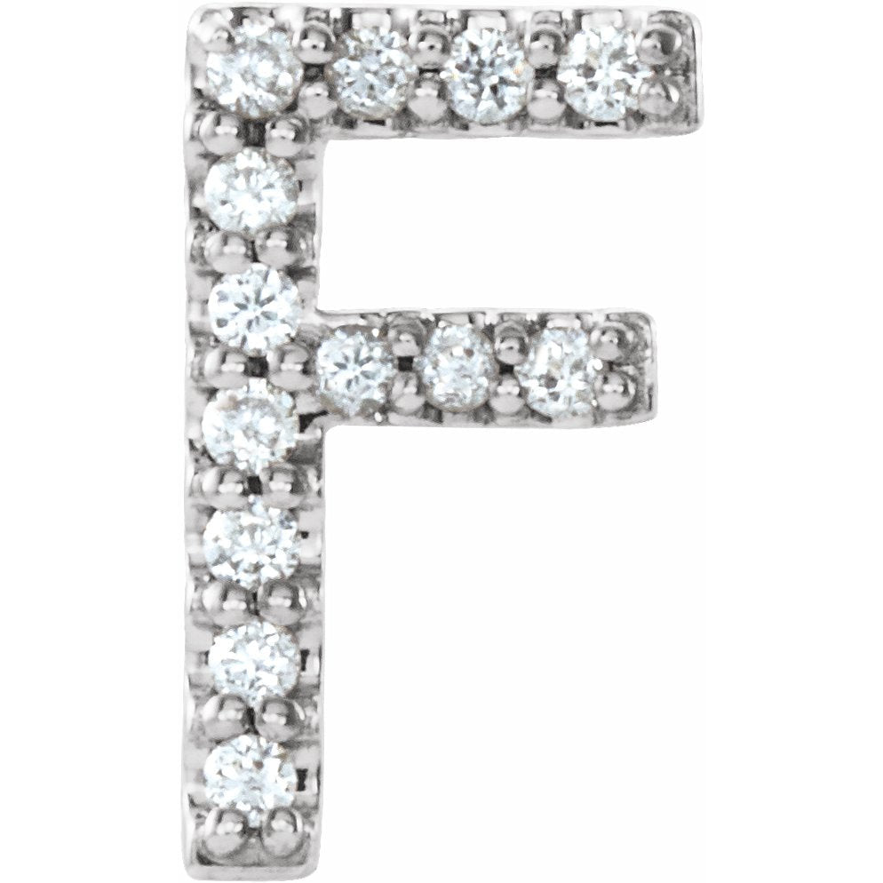 14K White .05 CTW Diamond Single Initial F Earring
