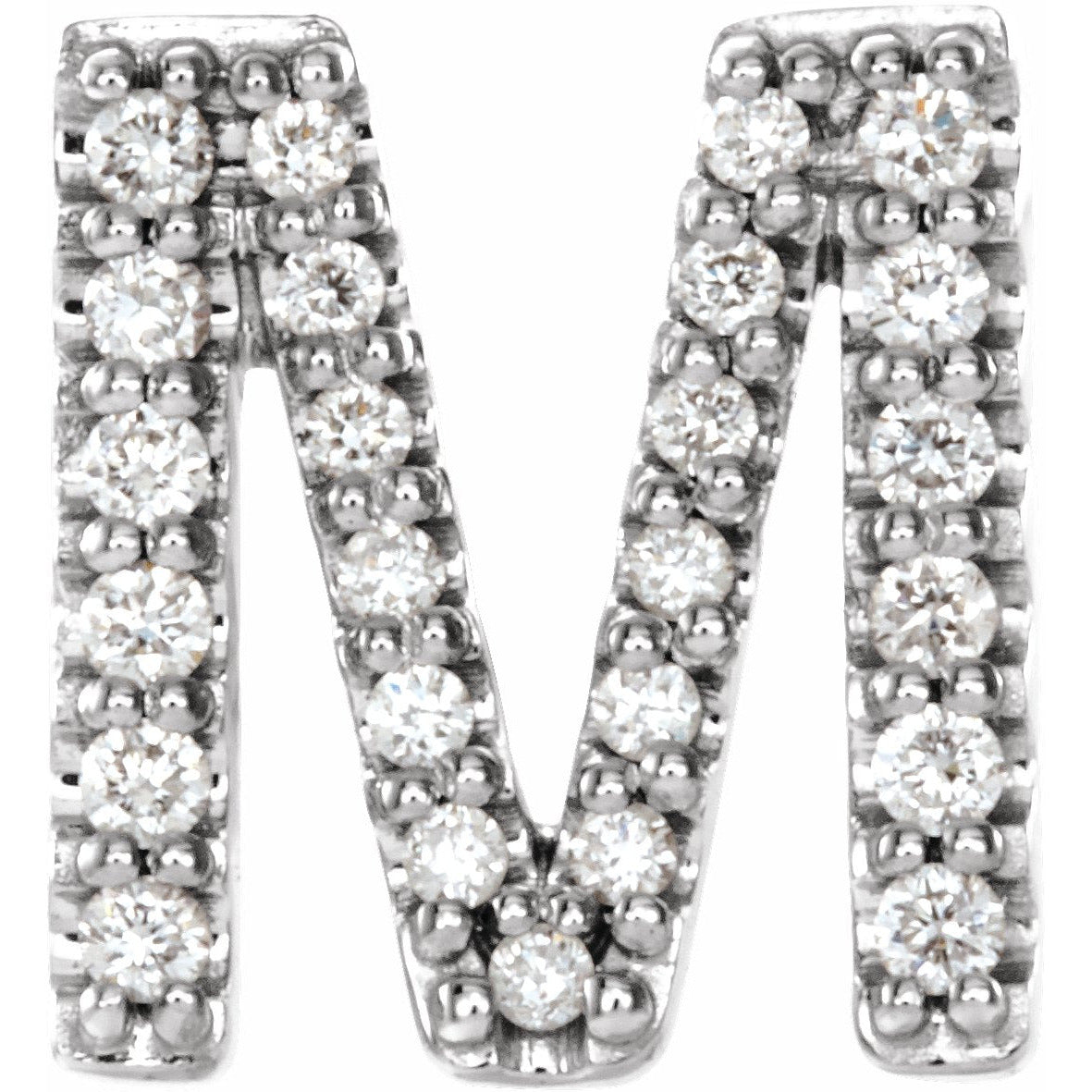 14K White .08 CTW Diamond Single Initial M Earring