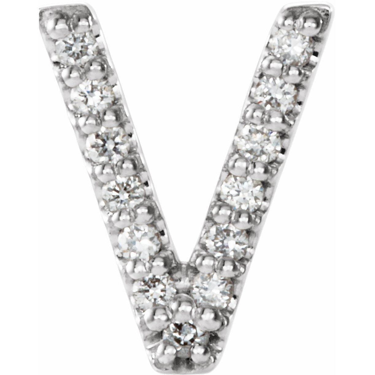 14K White .03 CTW Diamond Single Initial V Earring