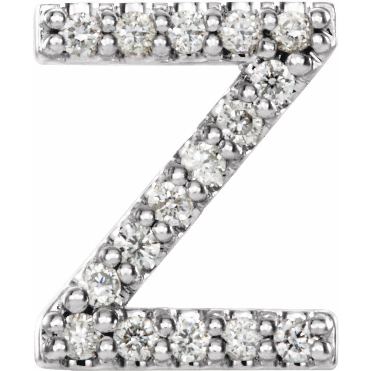 14K White .06 CTW Diamond Single Initial Z Earring