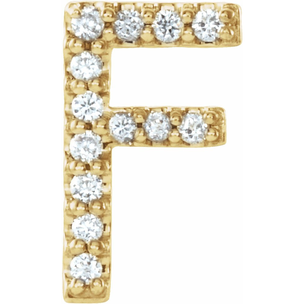 14K Yellow .05 CTW Diamond Single Initial F Earring