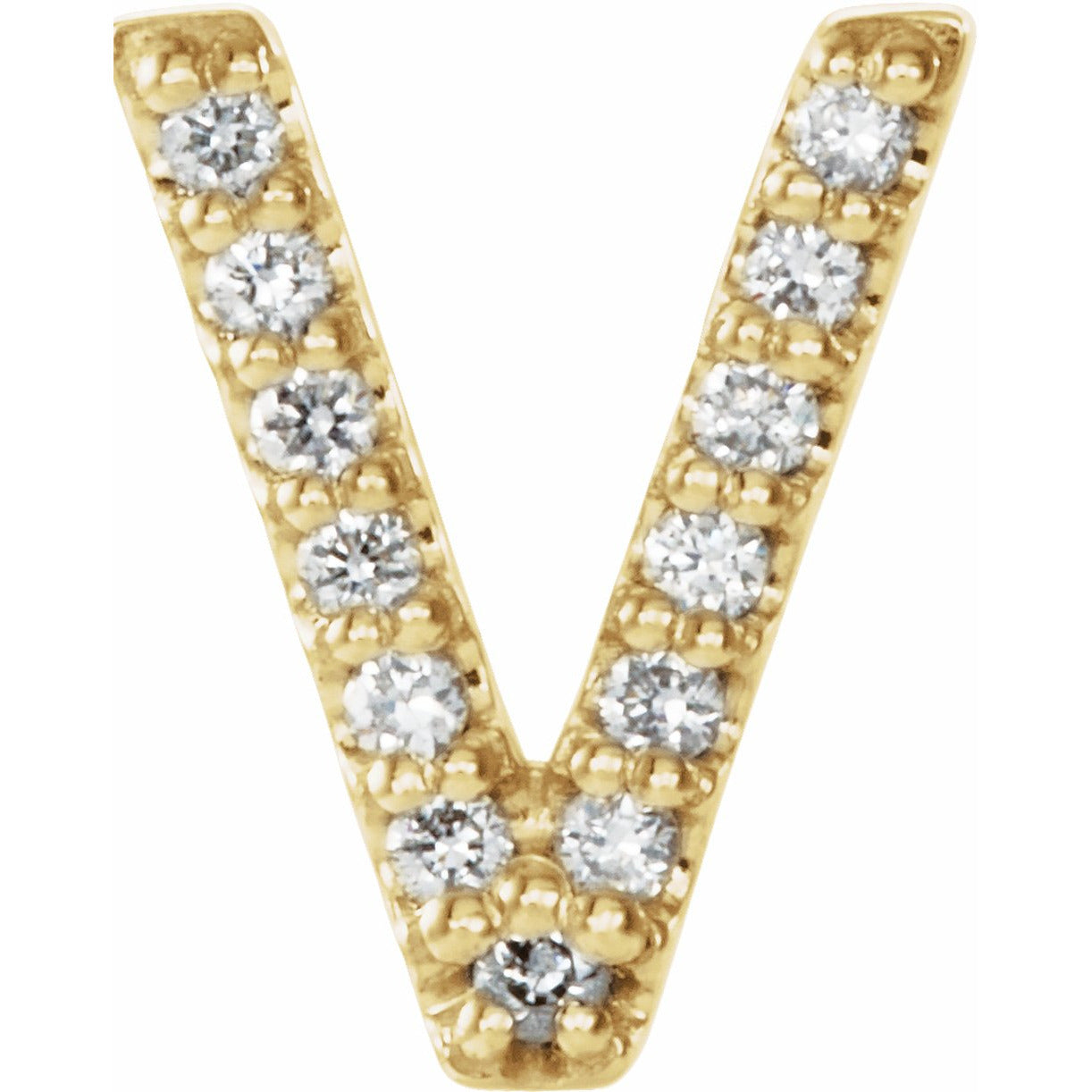 14K Yellow .03 CTW Diamond Single Initial V Earring